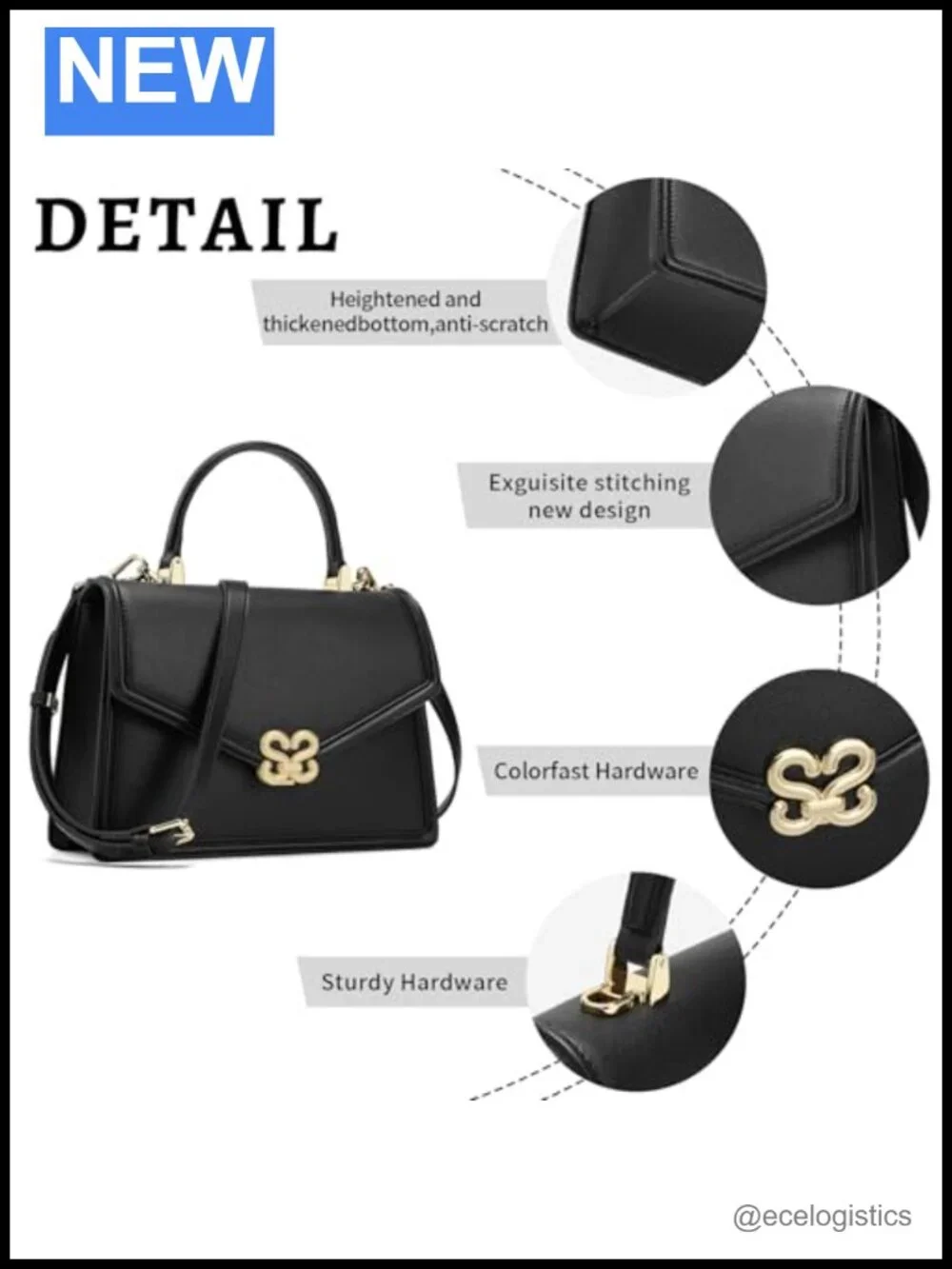 Elegant Square Top Handle Purses for Women Faux Leather Satchel Tote Shoulder